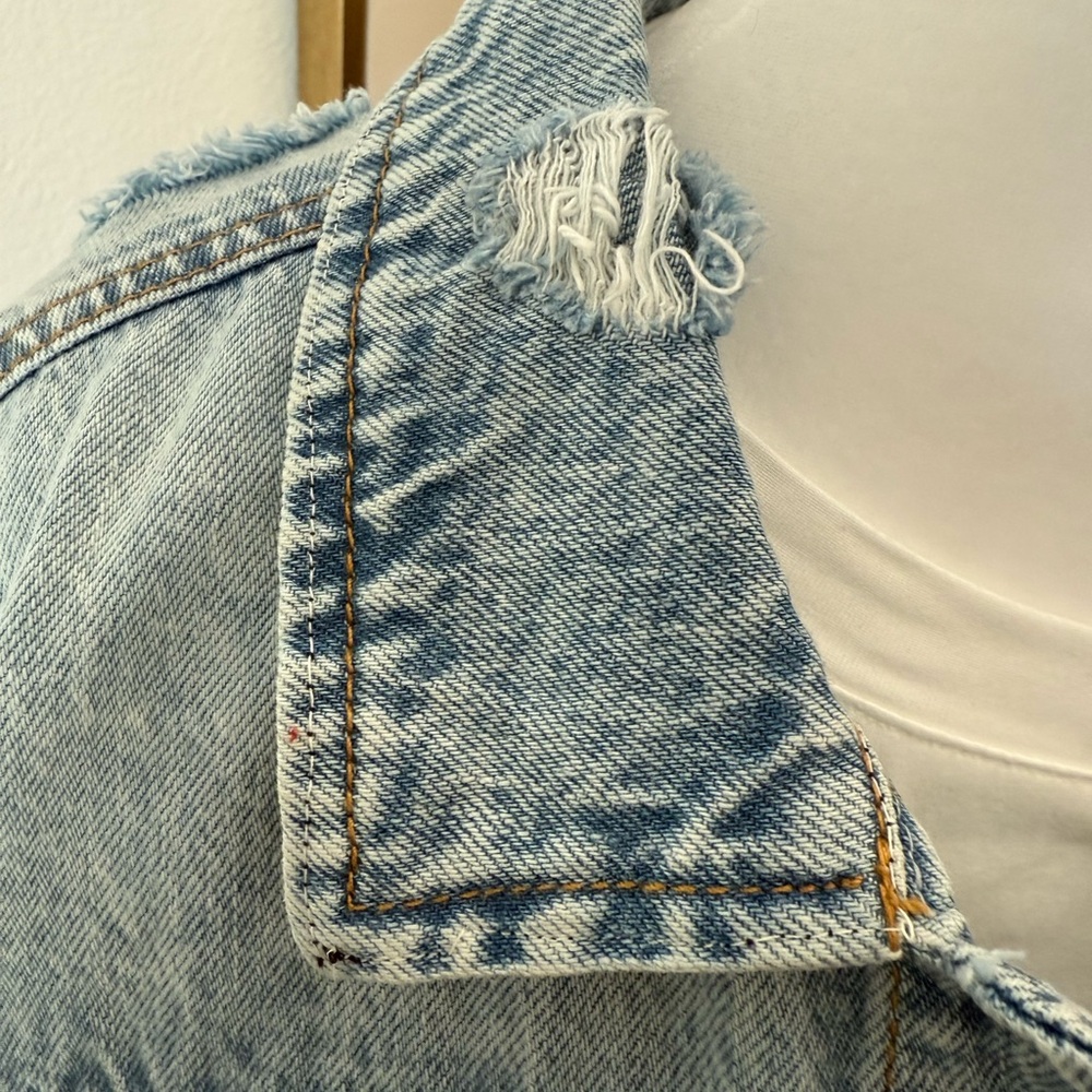 Denim Jacket with Black Printed Satin Back Panel - Picture 9 of 10